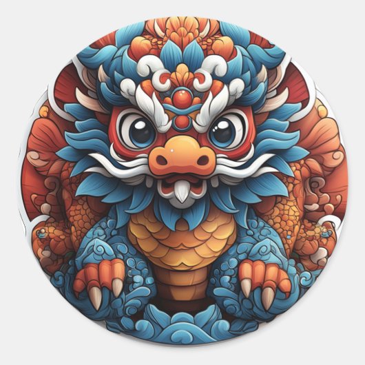 Kawaii Dragon Seal Sticker Chinees Erfgoed (Voorkant)