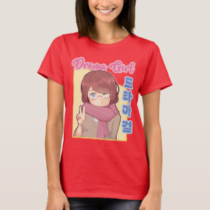 Kawaii Drama Meisje met Koreaanse Hangul Esthetisc T-shirt