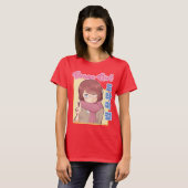 Kawaii Drama Meisje met Koreaanse Hangul Esthetisc T-shirt (Voorkant volledig)