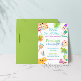 Kawaii Dress voor een Mess Art Party Birthday Kaart