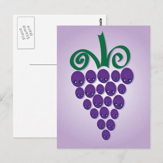 Kawaii druiven briefkaart (Voorkant / Achterkant)