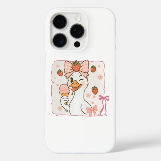 Kawaii Duck met aardbeienijs Case-Mate iPhone Case (Achterkant)
