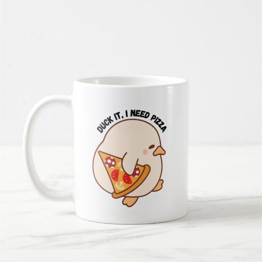 Kawaii Duck Pizza Lover Koffiemok (Links)