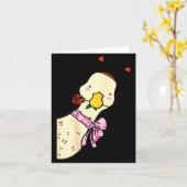 Kawaii Duck Rose Heart Bow Valentine Day Cute Anim Kaart (Gele Bloem)