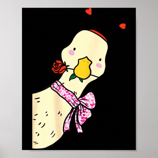 Kawaii Duck Rose Heart Bow Valentine Day Cute Anim Poster (Voorkant)