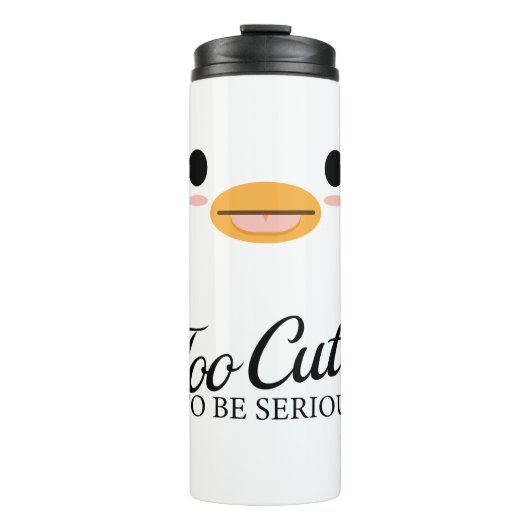 Kawaii Duck Tongue "Te schattig om serieus te zijn Thermosbeker (Voorkant)