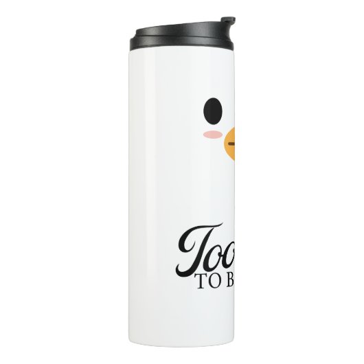 Kawaii Duck Tongue "Te schattig om serieus te zijn Thermosbeker (Gedraaid links)