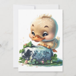 Kawaii Duckling Kissing the Blarney Stone Invitati Kaart