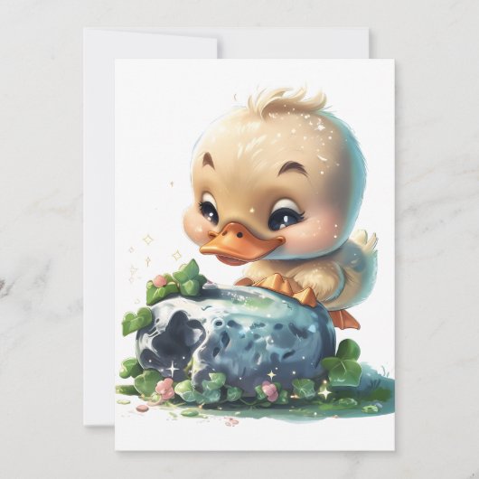 Kawaii Duckling Kissing the Blarney Stone Invitati Kaart (Voorkant)