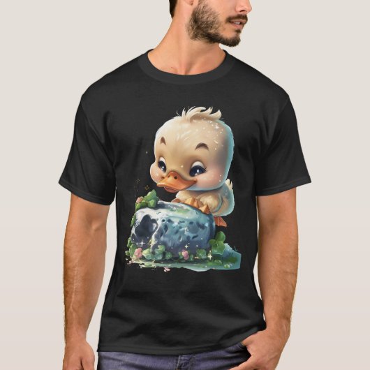 Kawaii Duckling Kissing the Blarney Stone T-shirt (Voorkant)