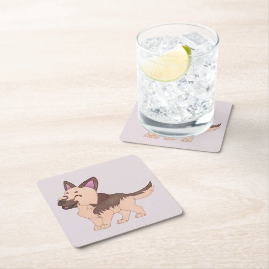 Kawaii Duitse herdershond Kartonnen Onderzetters (Insitu)
