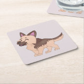 Kawaii Duitse herdershond Kartonnen Onderzetters (Schuin)