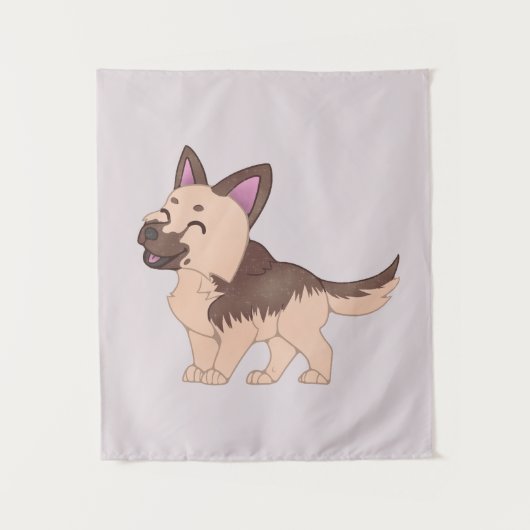 Kawaii Duitse herdershond Wandkleed (Voorkant)