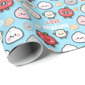 Kawaii Dumpling Apple Voedsel Patroon Frame Cadeaupapier (Rol Hoek)
