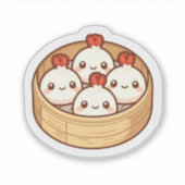 Kawaii Dumpling Bamboe Mand Art   Sticker (Voorkant)