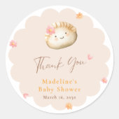 Kawaii Dumpling Blush Roze Bloemen Baby Meisje Dou Ronde Sticker (Voorkant)