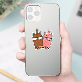 Kawaii Duo Meow Tea Vinyl Sticker (Telefoon)