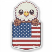 Kawaii Eagle Amerikaanse vlag zak Sticker (Voorkant)