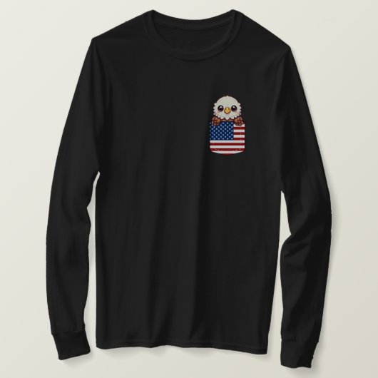 Kawaii Eagle Amerikaanse vlag zak T-shirt (Design voorkant)