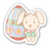 Kawaii Easter Bunny met paaseieren Sticker (Voorkant)
