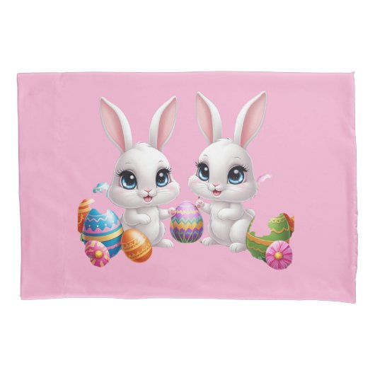 Kawaii Easter Bunny – Schattige Big-Eyed Bunny Des Kussensloop (Voorkant)
