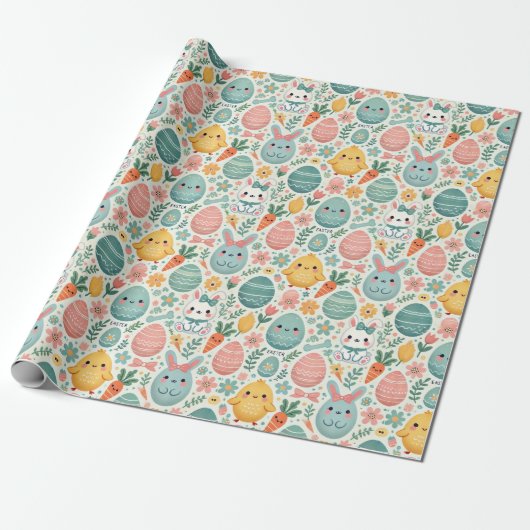 Kawaii Easter Cadeaupapier (Uitgerold)