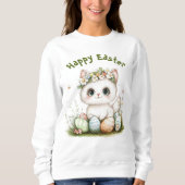 Kawaii Easter Cat Sweatshirt – Schattige Kat Pasen (Voorkant)