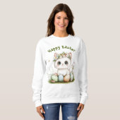 Kawaii Easter Cat Sweatshirt – Schattige Kat Pasen (Voorkant volledig)