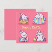 Kawaii Easter Feestdagenkaart (Voorkant / Achterkant)