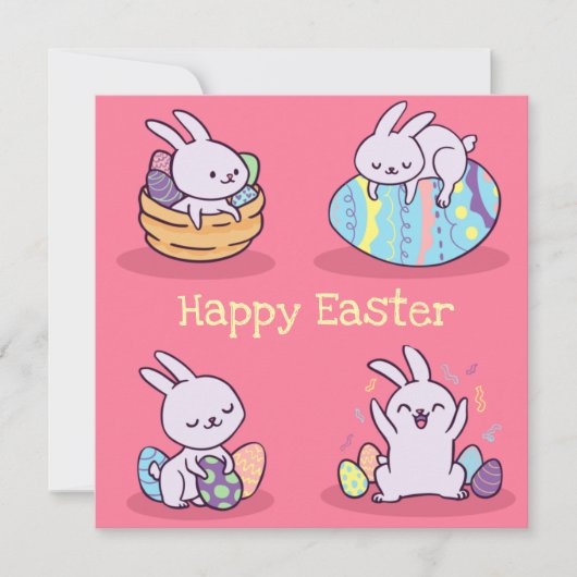 Kawaii Easter Feestdagenkaart (Voorkant)