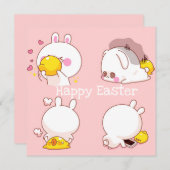 Kawaii Easter Feestdagenkaart (Voorkant / Achterkant)