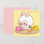 Kawaii Easter Holiday Kaart (Voorkant / Achterkant)