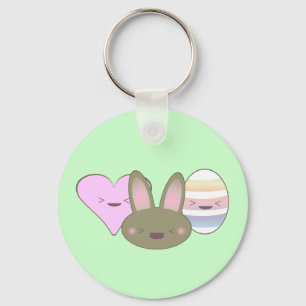 KAWAII EASTER TRIO BUNNY CHOCOLATE EGG HEART HAPPY SLEUTELHANGER