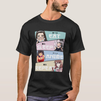 Kawaii Eat Sleep Anime Reputeren Japanse Teen G T-shirt