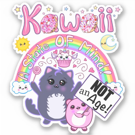 Kawaii: Een staat van geest, geen leeftijd! Autoti Sticker (Voorkant)