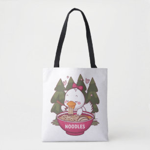 Kawaii eend eten ramen tote bag