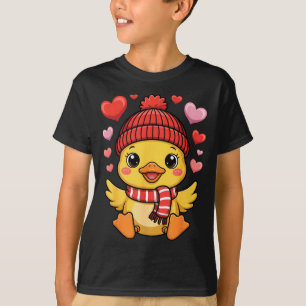 Kawaii Eend Valentijnsdag Harten Winter Sjaal T-shirt