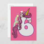 Kawaii Eenhoorn 6e verjaardag Outfit Gift T-shirt Uitnodiging Briefkaart (Voorkant / Achterkant)