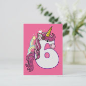 Kawaii Eenhoorn 6e verjaardag Outfit Gift T-shirt Uitnodiging Briefkaart (Staand voorkant)