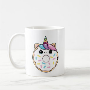 Kawaii eenhoorn donut koffiemok