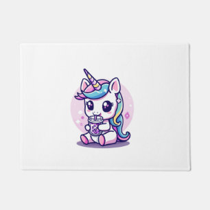Kawaii Eenhoorn eet Ramen Noedel Soep Cute Grafiek Deurmat