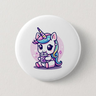 Kawaii Eenhoorn eet Ramen Noedel Soep Cute Grafiek Ronde Button 5,7 Cm