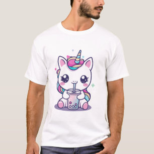 Kawaii Eenhoorn eet Ramen Noedel Soep Cute Grafiek T-shirt