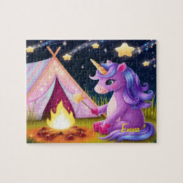 Kawaii Eenhoorn Kamperen Onder Sterrenhemel Legpuzzel