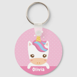 Kawaii Eenhoorn Meisjes Roze Gepersonaliseerde Sle Sleutelhanger