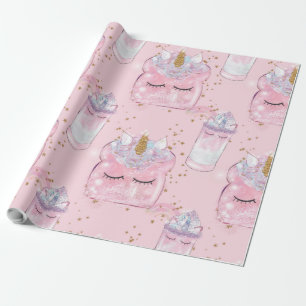 Kawaii Eenhoorn Toast & Milkshake – Pastel Cadeaupapier