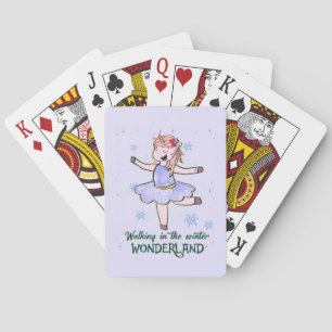 Kawaii Eenhoorn   Wandelen in de Winter Pokerkaarten