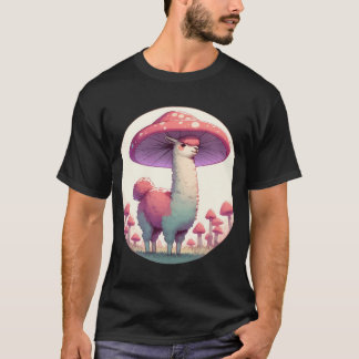 Kawaii eenvoudige lachende lama in Mushroom Pet T-shirt