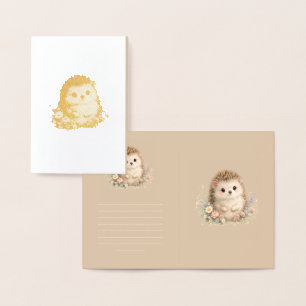 Kawaii Egeltje Cottagecore Bloemenschenking Folie Kaarten
