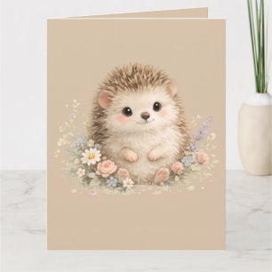 Kawaii Egeltje Cottagecore Bloemenschenking Kaart